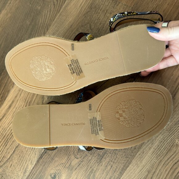 Vince Camuto Aevie Colorful Snakeskin Print Leather Platform Sandals Size 8 1/2 - Picture 9 of 11